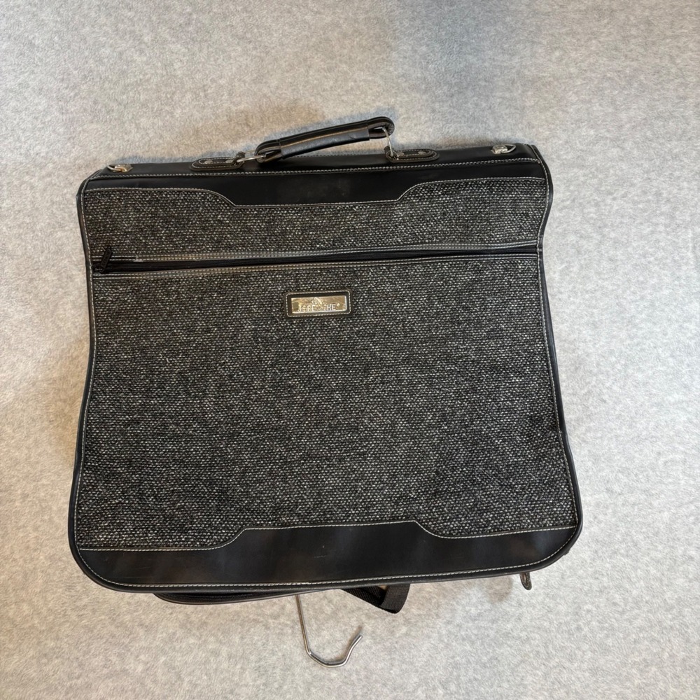 Jordache Garment Bag Unisex OS Grey Excellent Vintage Tweed Folding Suit Carrier